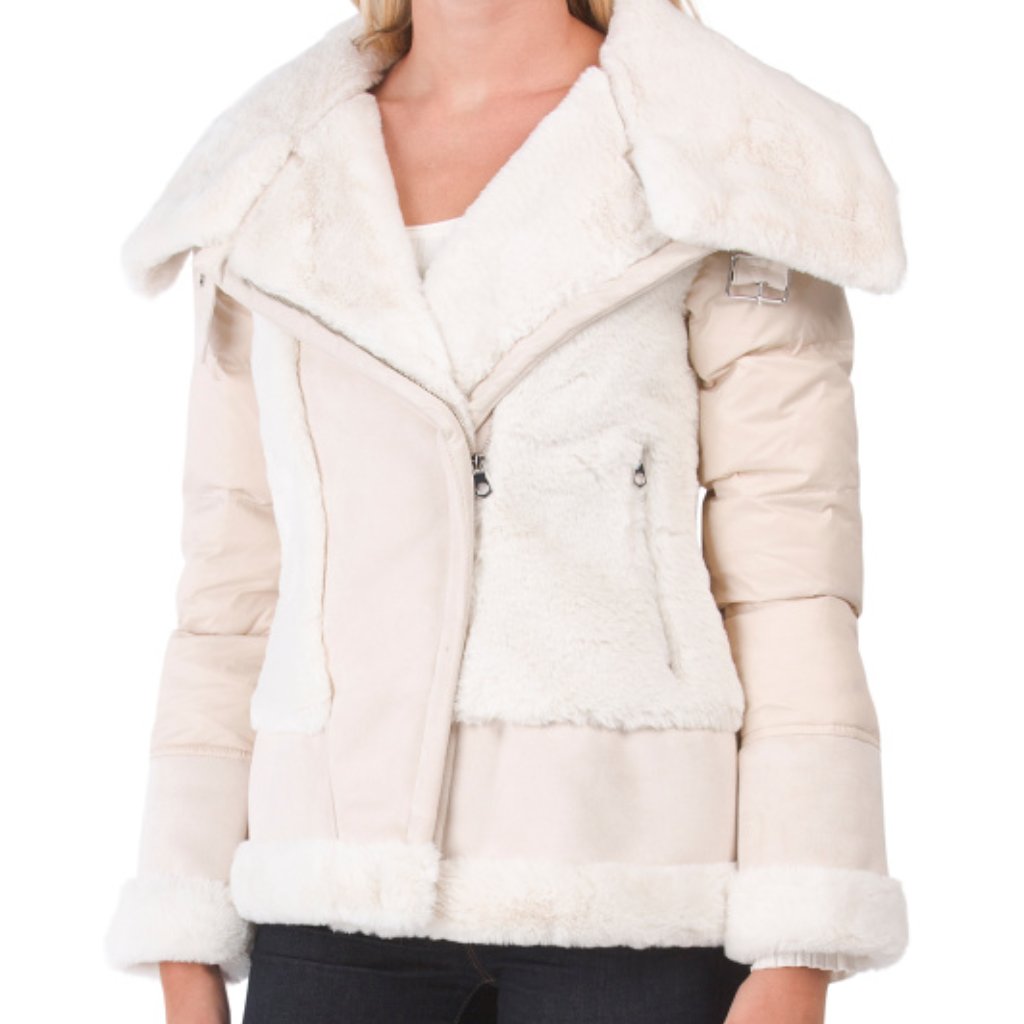 Faux Suede Shearling Puffer From Tahari